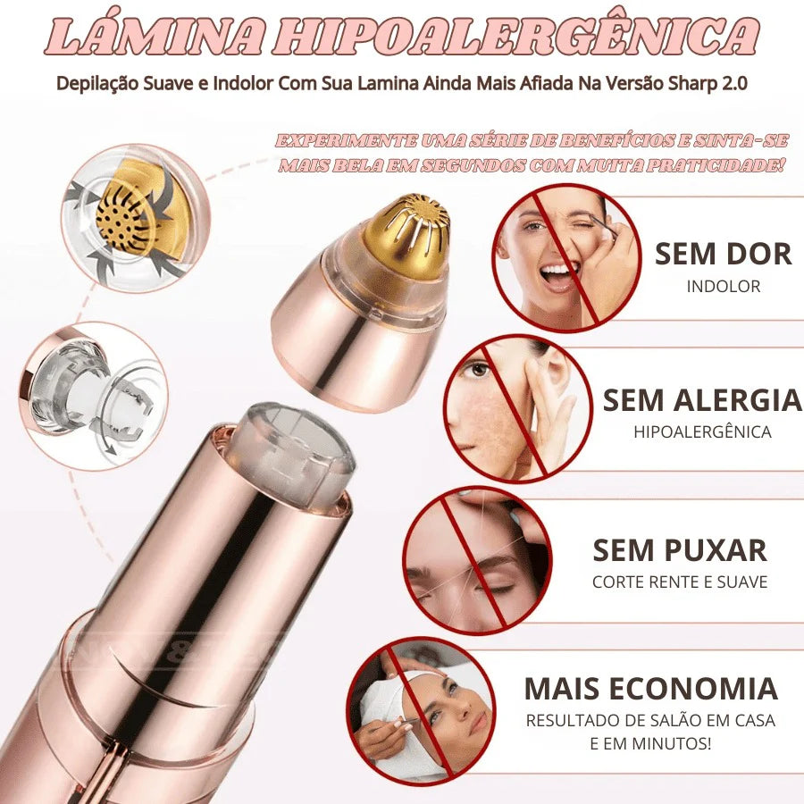 Caneta Depiladora de Sobrancelha e Pelos Faciais Original.