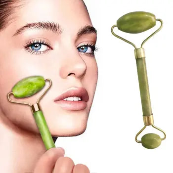 Rolo Pedra de Jade Massageador + Placa Gua Sha Anti envelhicimento.