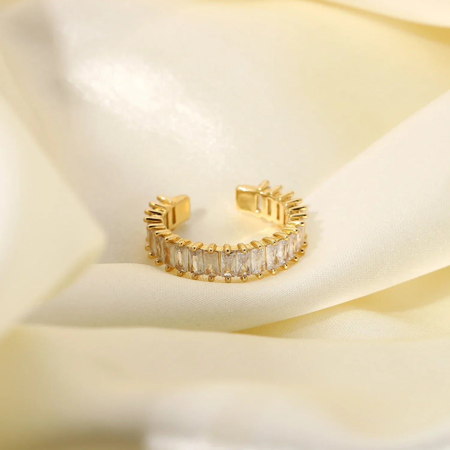 Anel Retangular Ajustável com Zircônia - Dolce Diva - Dolce Diva