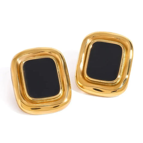 Brinco Noir Touch Texturizado com Resina Preta Banhado a Ouro 18k – Dolce Diva - Dolce Diva