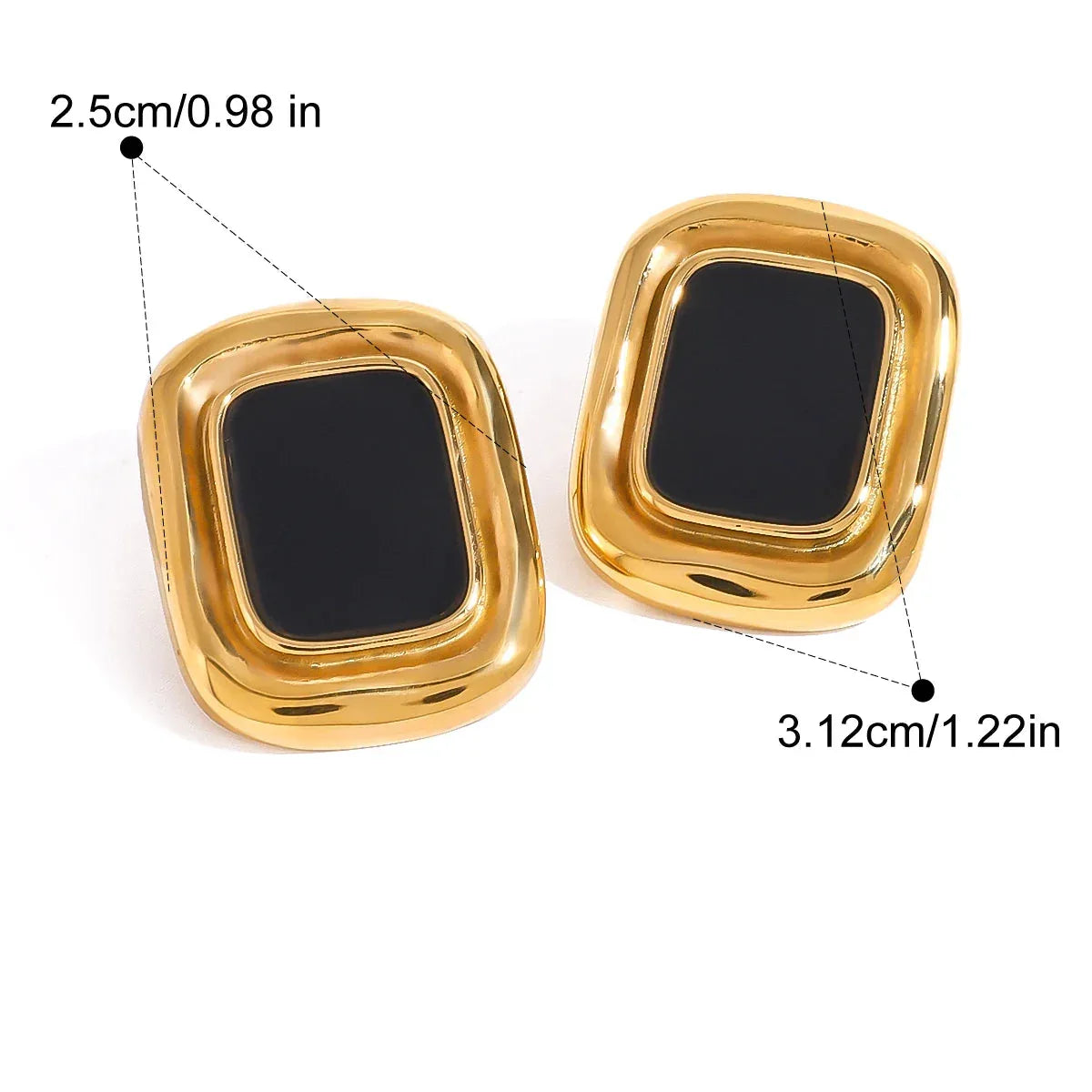 Brinco Noir Touch Texturizado com Resina Preta Banhado a Ouro 18k – Dolce Diva - Dolce Diva