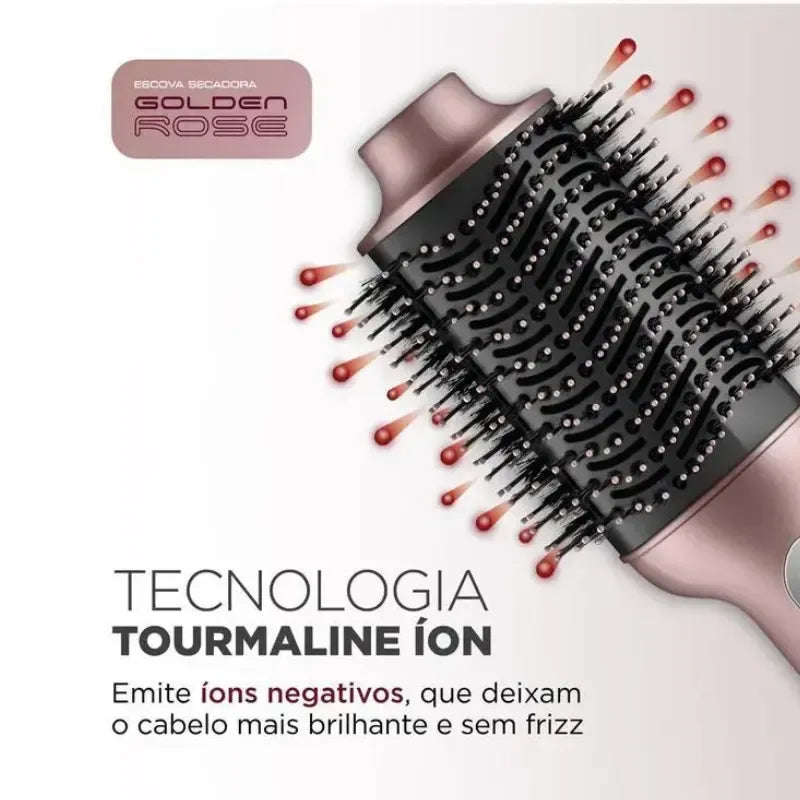 Escova Secadora GoldenGlow 3 em 1 - Dolce Diva - Dolce Diva