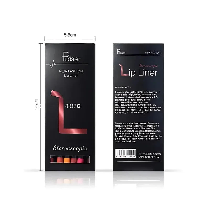 Kit com 12 Lápis de Contorno Labial à Prova d’Água - Dolce Diva - Dolce Diva