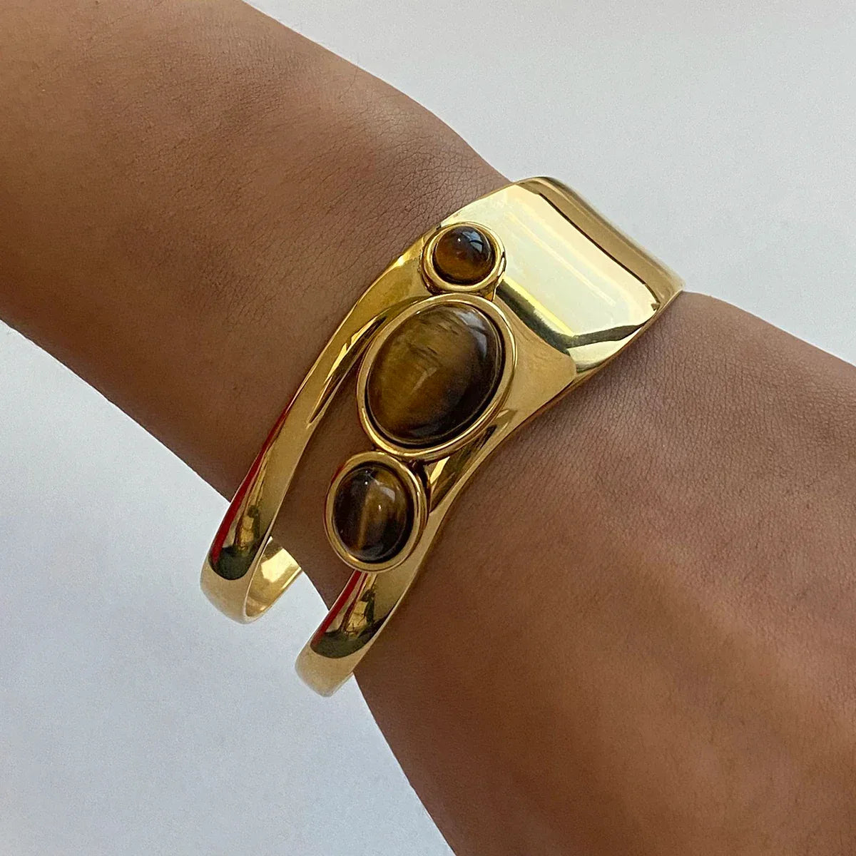 Pulseira Bangle Pearlstone Banhada a Ouro 18k – Dolce Diva - Dolce Diva