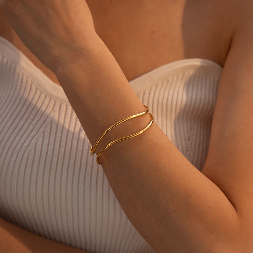 Pulseira-WaveLine-Duo-Banhada-a-Ouro-18k-Dolce-Diva