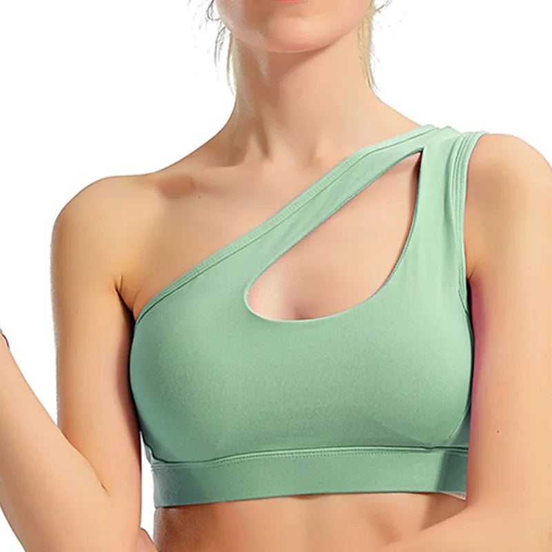 Top Esportivo Feminino One Shoulder com Bojo Removível e Alta Elasticidade - Dolce Diva