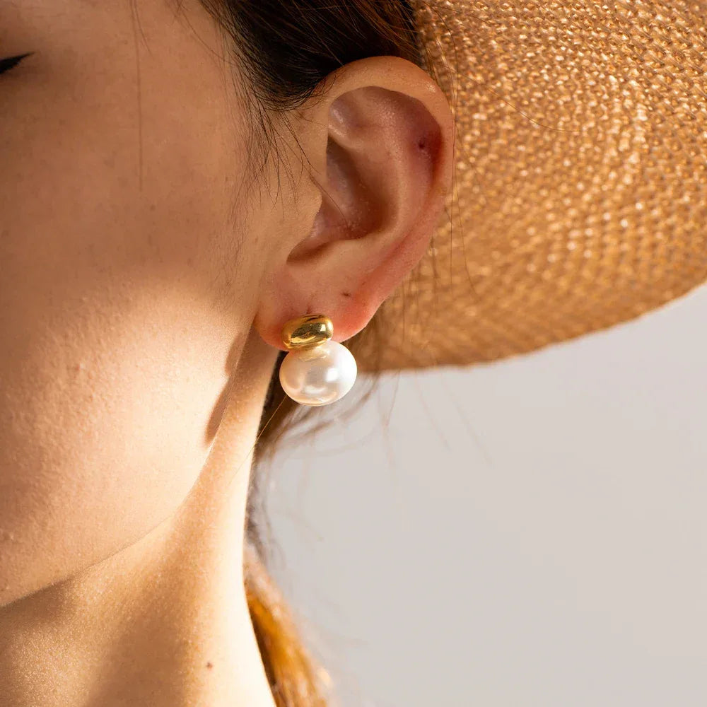 Brinco Pérola Elegance à Prova d’Água em Aço Inoxidável - Dolce Diva - Dolce Diva