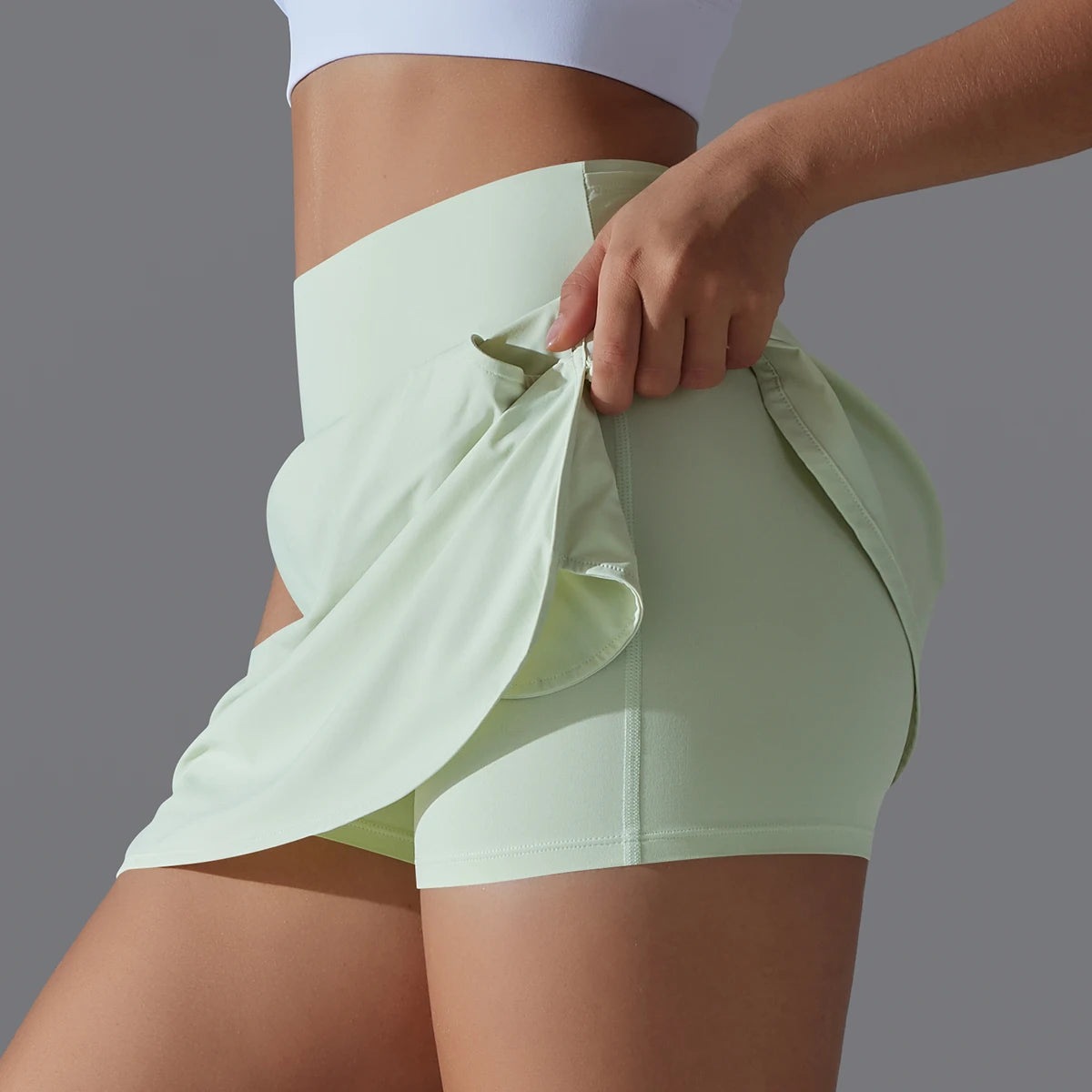 Shorts Feminino de Corrida com Camada Dupla, Secagem Rápida e Bolso Interno – Dolce Diva
