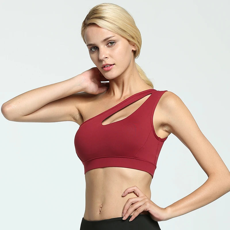 Top Esportivo Feminino One Shoulder com Bojo Removível e Alta Elasticidade - Dolce Diva
