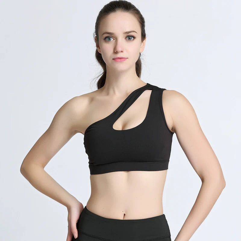 Top Esportivo Feminino One Shoulder com Bojo Removível e Alta Elasticidade - Dolce Diva
