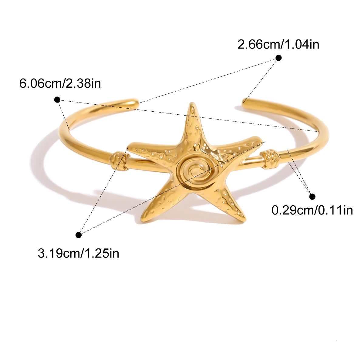 Pulseira Estrela-Dourada com Textura Martelada – Dolce Diva