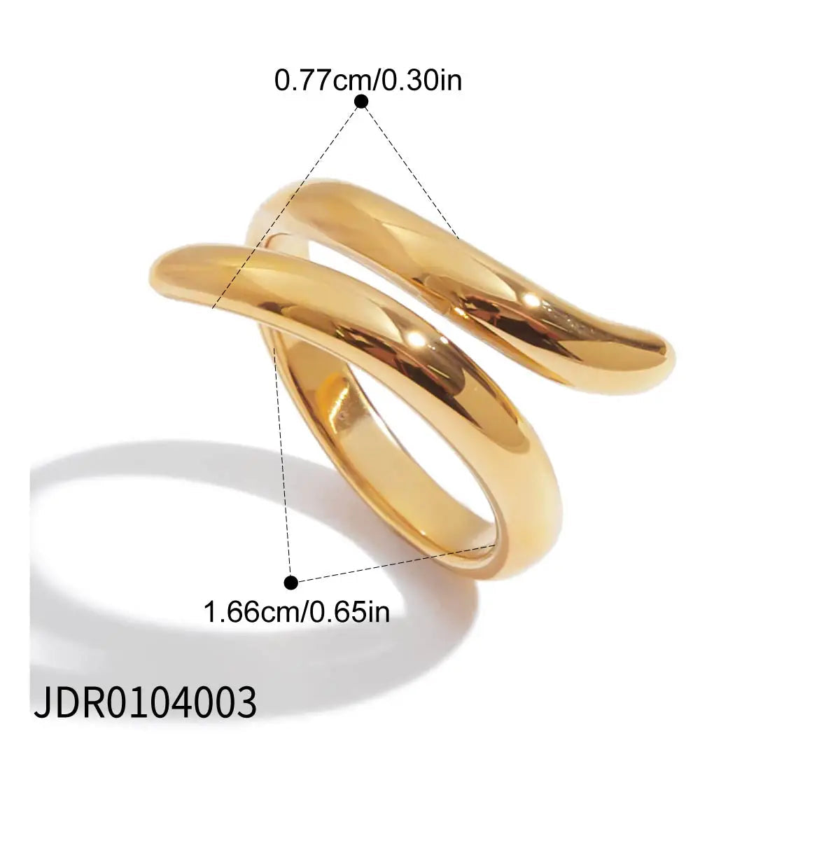 Anel Dourado Clássico com Linhas Metálicas e Banho de Ouro 18K - Dolce Diva